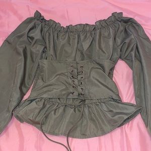 Off Shoulder Lace Up Peplum Top